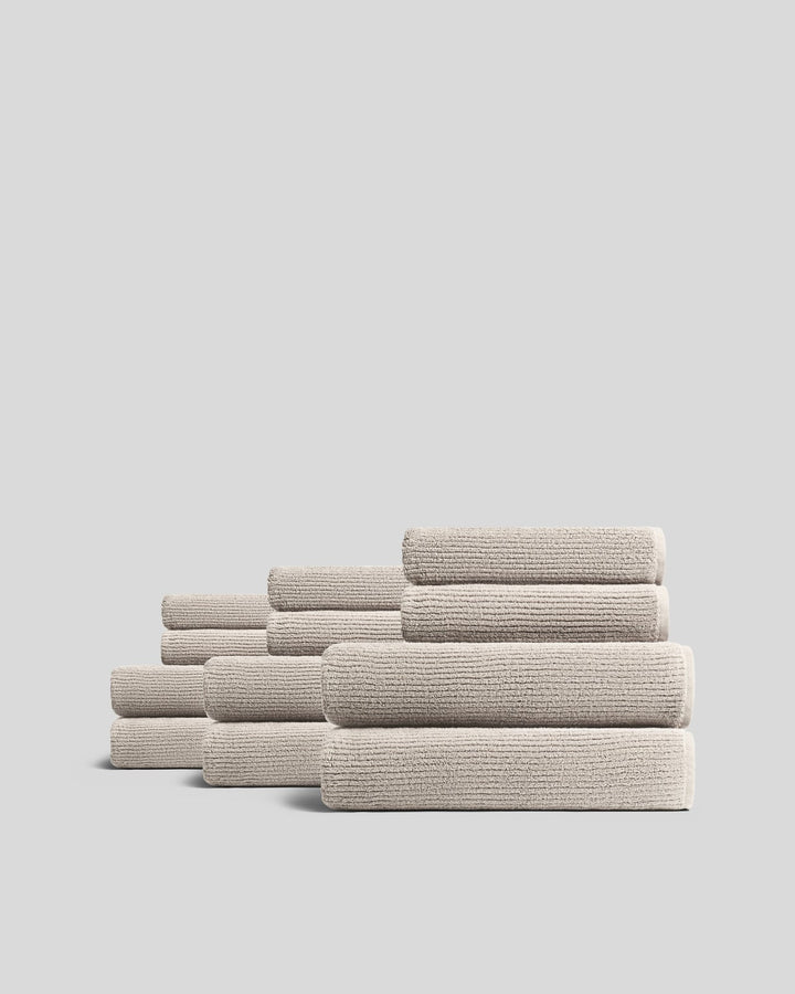 6+6 Soft Rib Bath Bundle - Bone