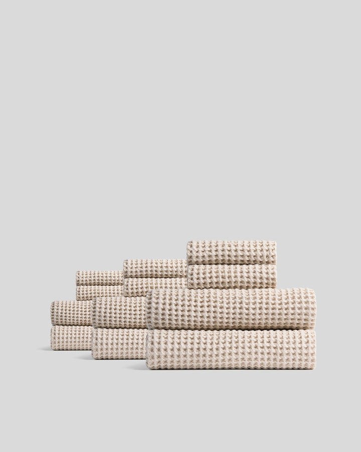 6+6 Waffle Bath Bundle - Bone