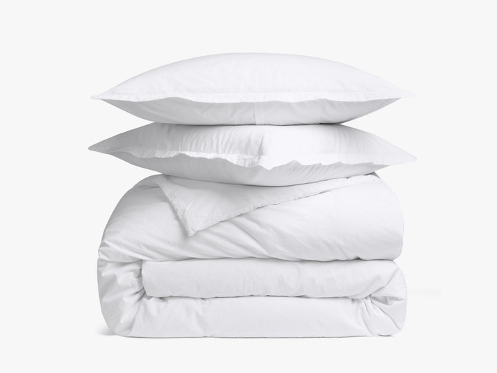 Brushed Cotton Duvet Cover Set - White K/CK