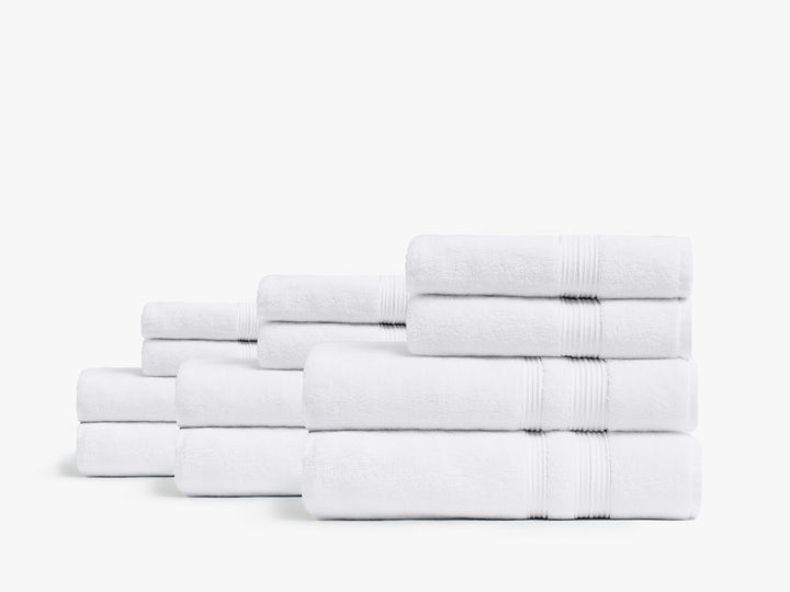 6+6 Classic Turkish Cotton Bath Bundle - White