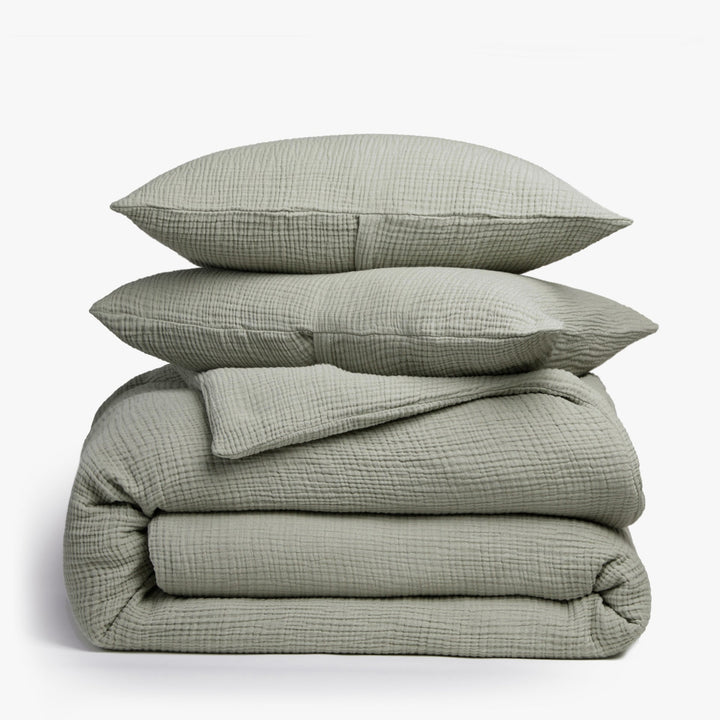 Organic Cloud Cotton Duvet Cover Set (Moss)