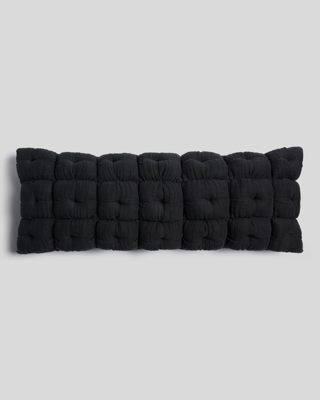 Cloud Linen Puff Lumbar Pillow Cover - FINAL SALE (Soft Black