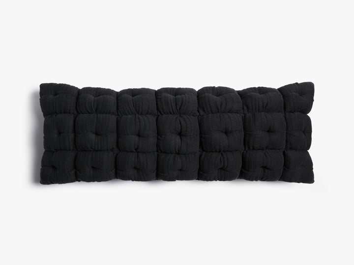 Cloud Linen Puff Lumbar Pillow Cover (Soft Black)