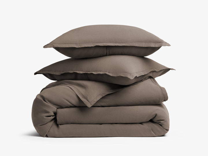 Linen Tencel Duvet Cover Set - Warm Grey K/CK