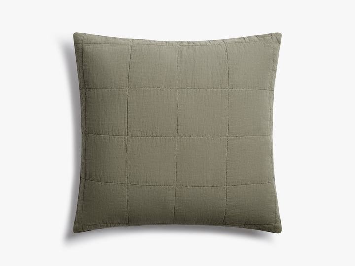 Linen Box Quilted Euro Sham (Moss)