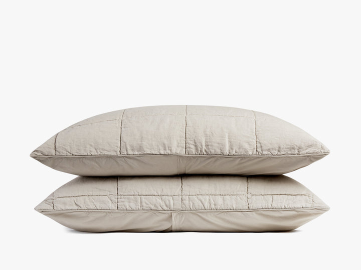 Linen Box Quilted Sham Set (Bone)