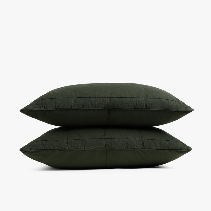 Linen Box Quilted Sham Set (Evergreen)