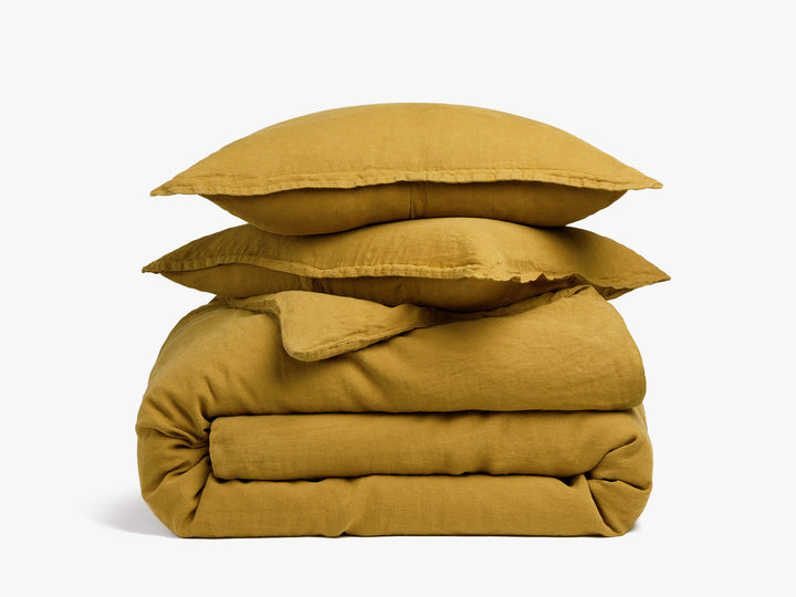 Linen Duvet Cover Set - Marigold F/Q