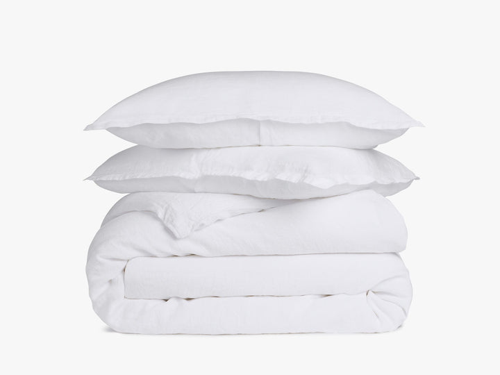 Linen Duvet Cover Set - White F/Q