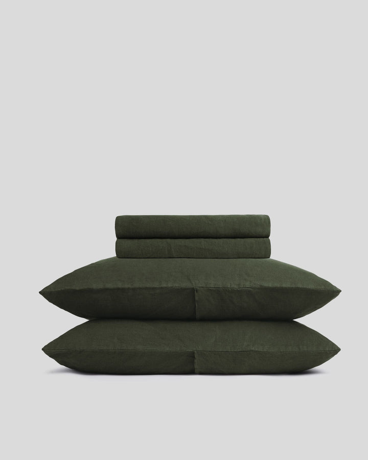 Linen Sheet Set - Evergreen F/Q