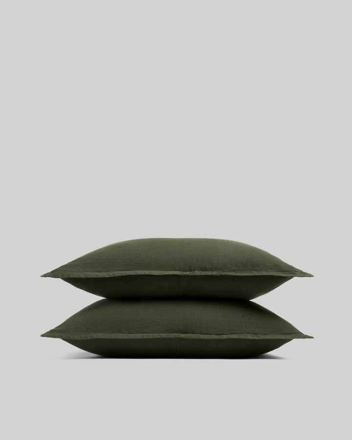 Linen Sham Set (Evergreen)