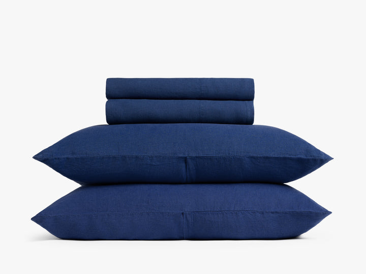 Linen Sheet Set - Cobalt F/Q