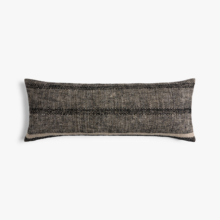 Marfa Stripe Lumbar Pillow Cover (Soft Black and Natural)