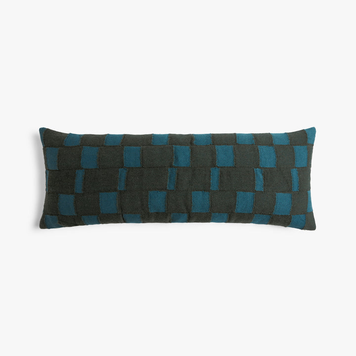 Modern Wool Lumbar Pillow Cover (Evergreen and Peacock)