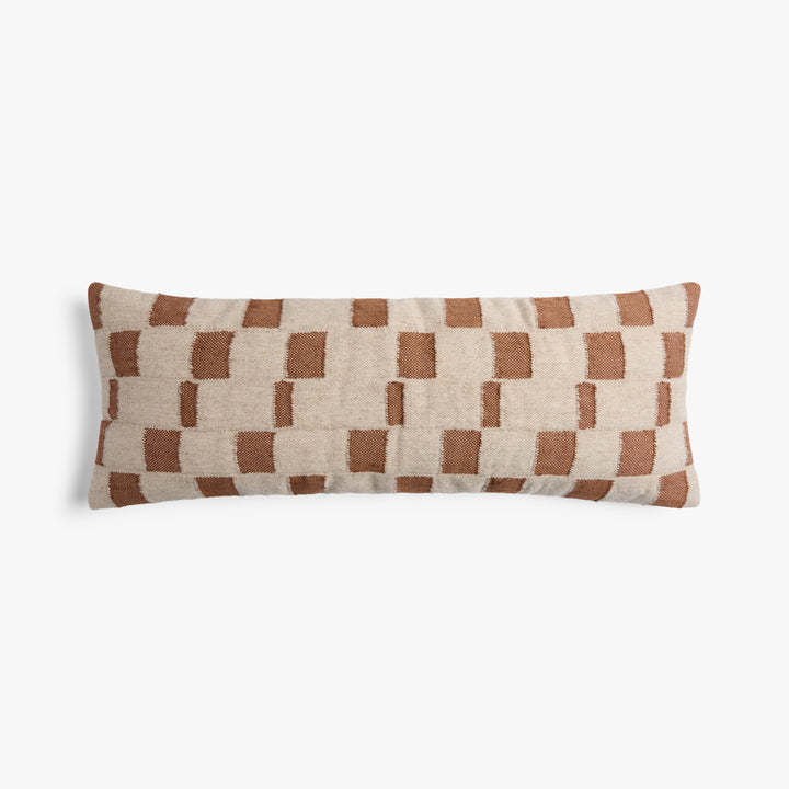 Modern Wool Lumbar Pillow Cover (Natural and Tobacco)