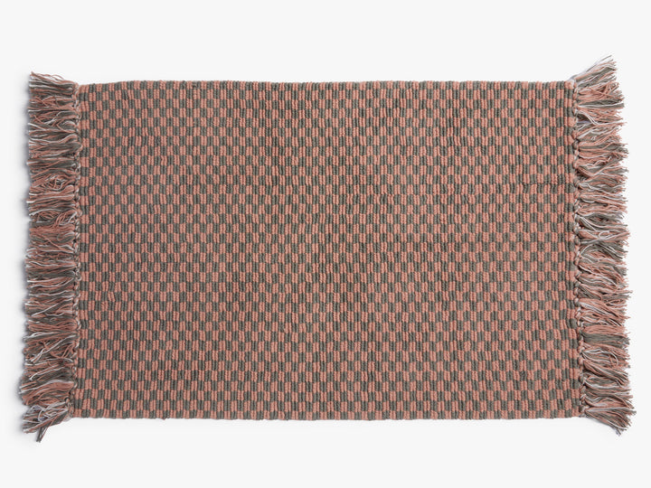 Organic Checkered Bath Rug (Moss and Adobe)