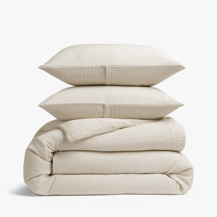 Organic Cloud Cotton Duvet Cover Set (Butter)