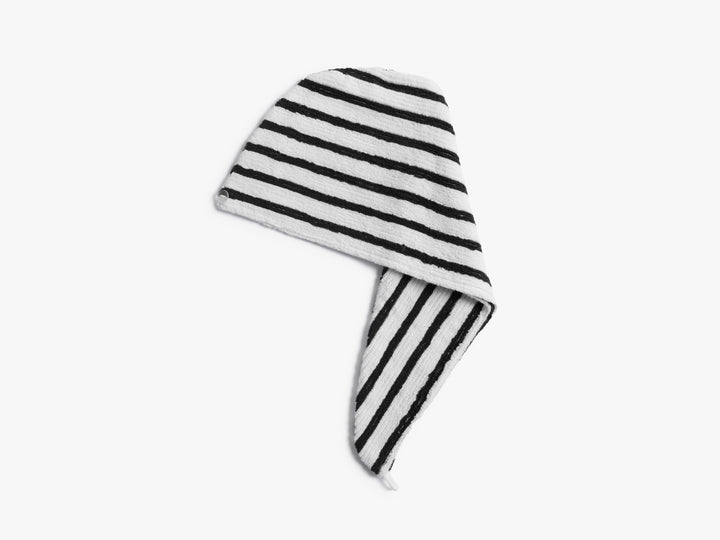 Organic Resort Stripe Hair Wrap (Plaster with Soft Black)