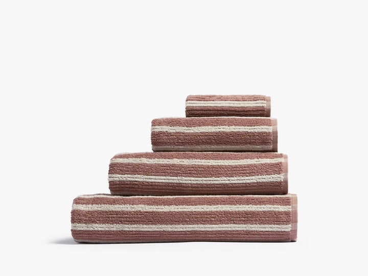 Organic Resort Stripe Towels (Adobe with Butter)