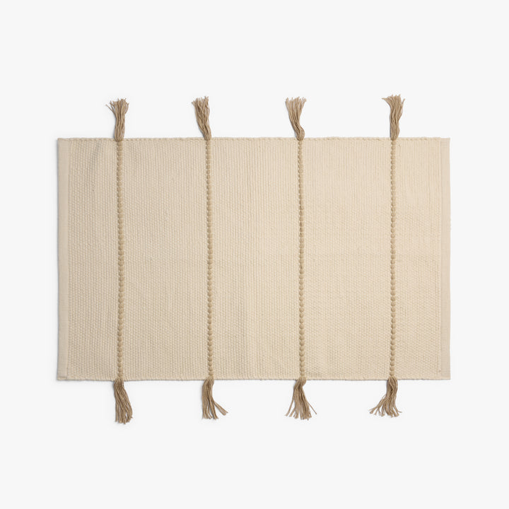 Organic Tassel Bath Rug (Natural and Toast)