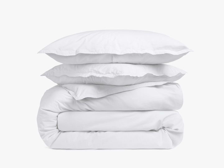 Percale Duvet Cover Set - White F/Q