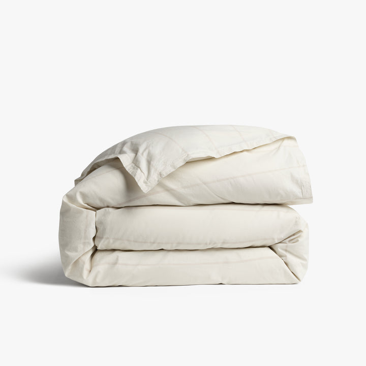 Percale Duvet Cover (Bone Stripe)
