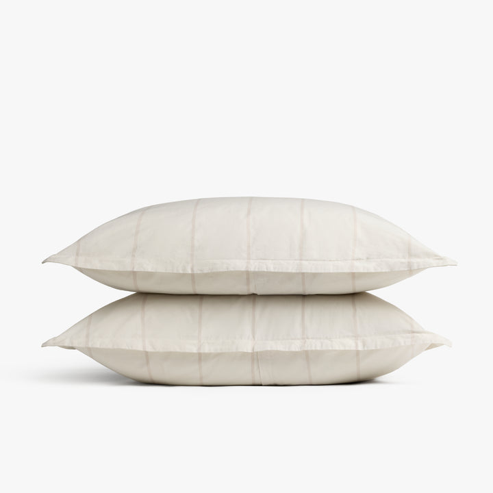Percale Sham Set (Bone Stripe)