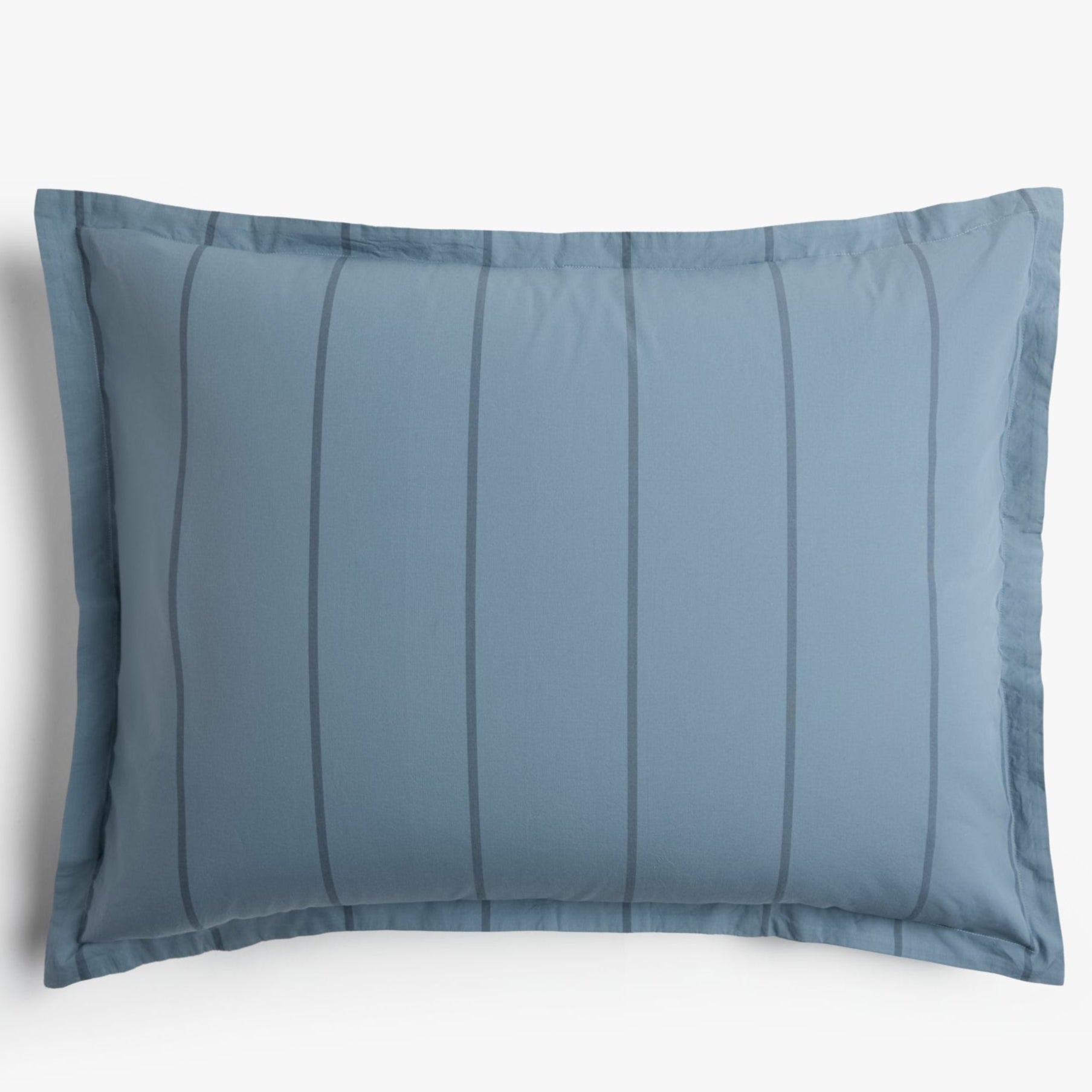 Blue striped pillow on a white background
