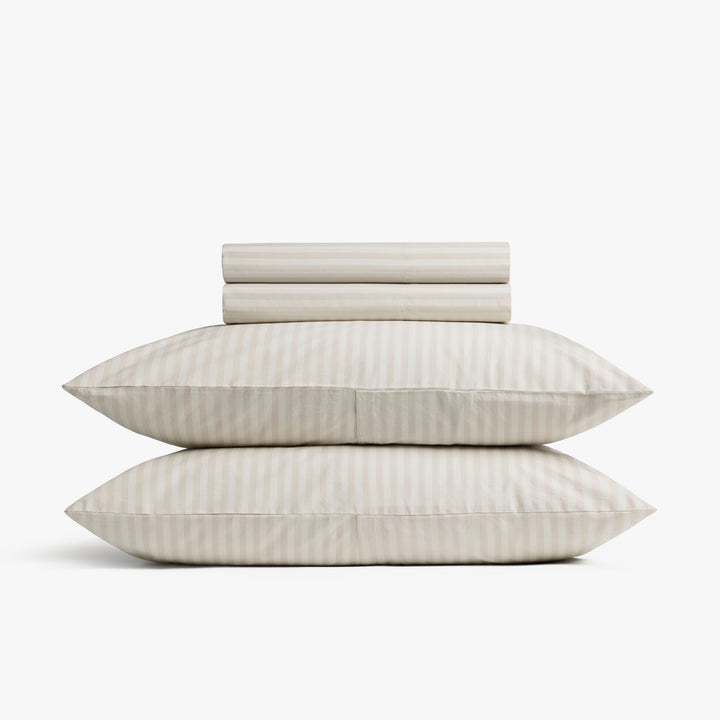 Percale Sheet Set - Bone Stripe F/Q