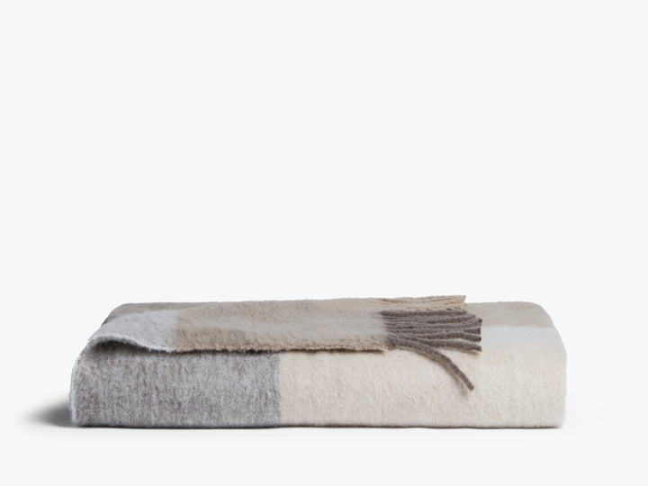Plaid Wool Alpaca Throw (Natural Plaid)