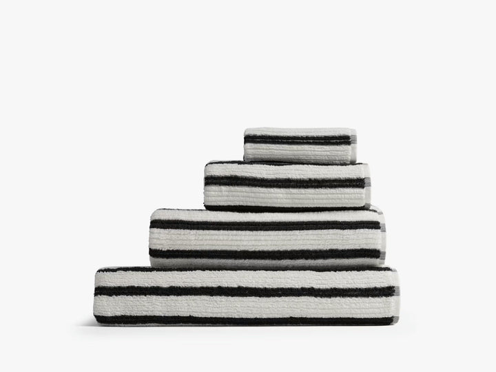Organic Resort Stripe Towels (Plaster with Soft Black)