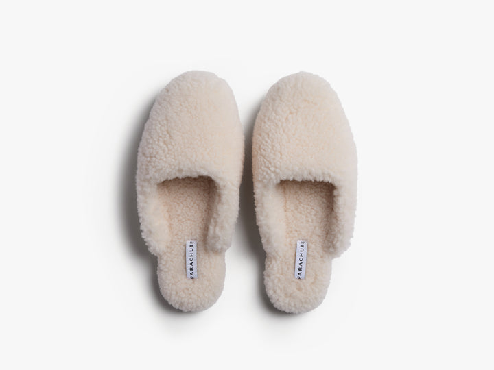 Shearling Wool Lounge Slippers (Natural)
