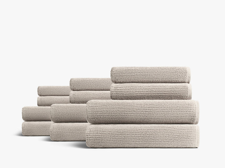 6+6 Soft Rib Bath Bundle - Bone