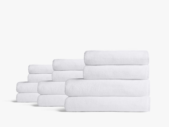 6+6 Soft Rib Bath Bundle - White