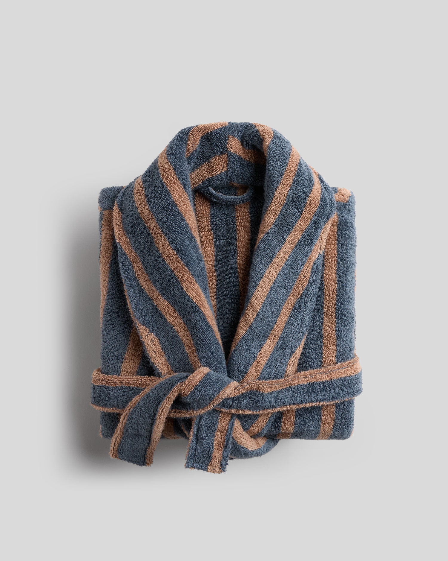 Terry Stripe Robe in Dusk/Adobe Size Small | Parachute Home Terry Stripe Robe in Dusk/Adobe Size Small | Parachute Home
