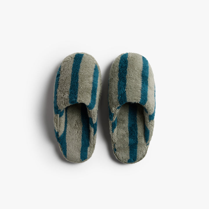 Terry Stripe Slippers (Moss and Peacock)