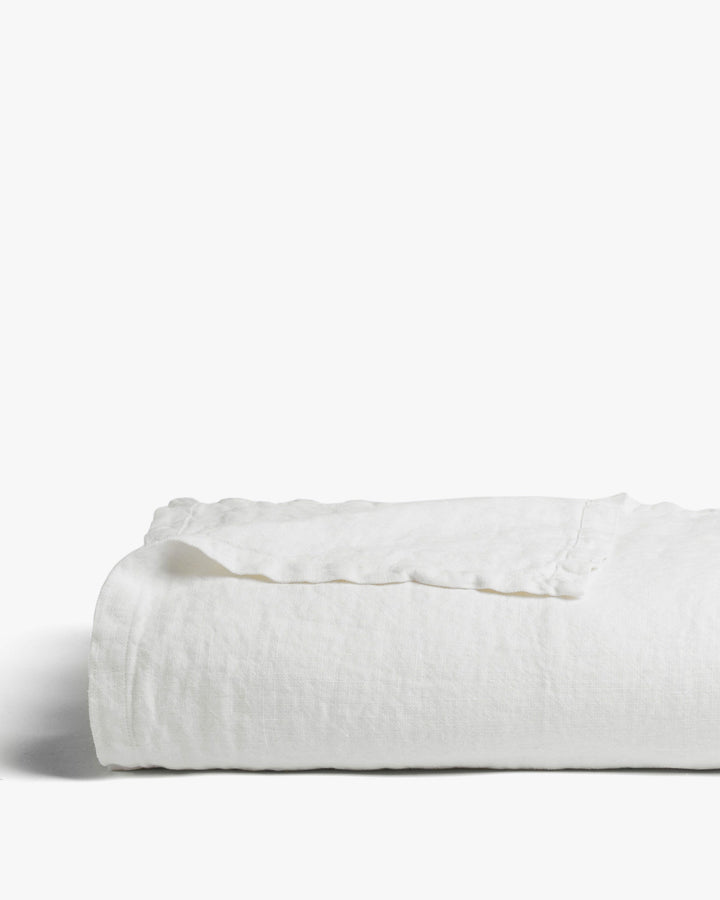 Vintage Linen Bed Blanket (Antique White)