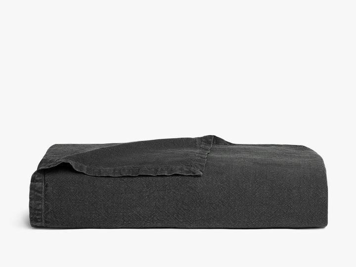Vintage Linen Bed Blanket (Coal)