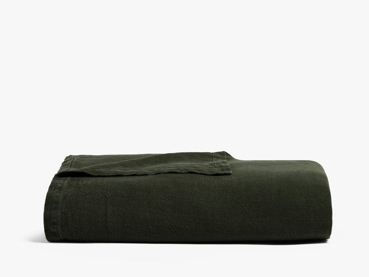 Vintage Linen Bed Blanket (Evergreen)