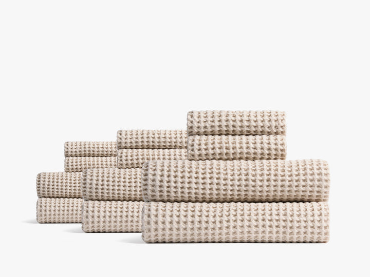 6+6 Waffle Bath Bundle - Bone