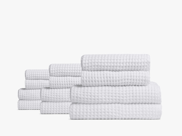 6+6 Waffle Bath Bundle - White