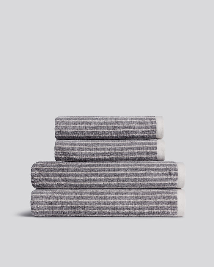 2+2 Pinstripe Bath Bundle - Pebble and Dove
