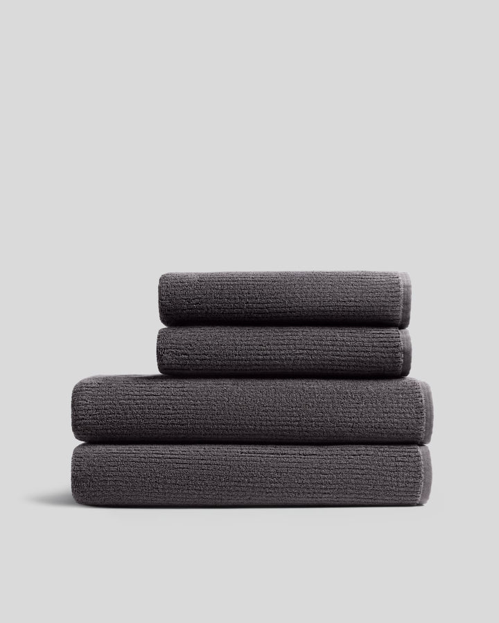 2+2 Soft Rib Bath Bundle - Dark Grey