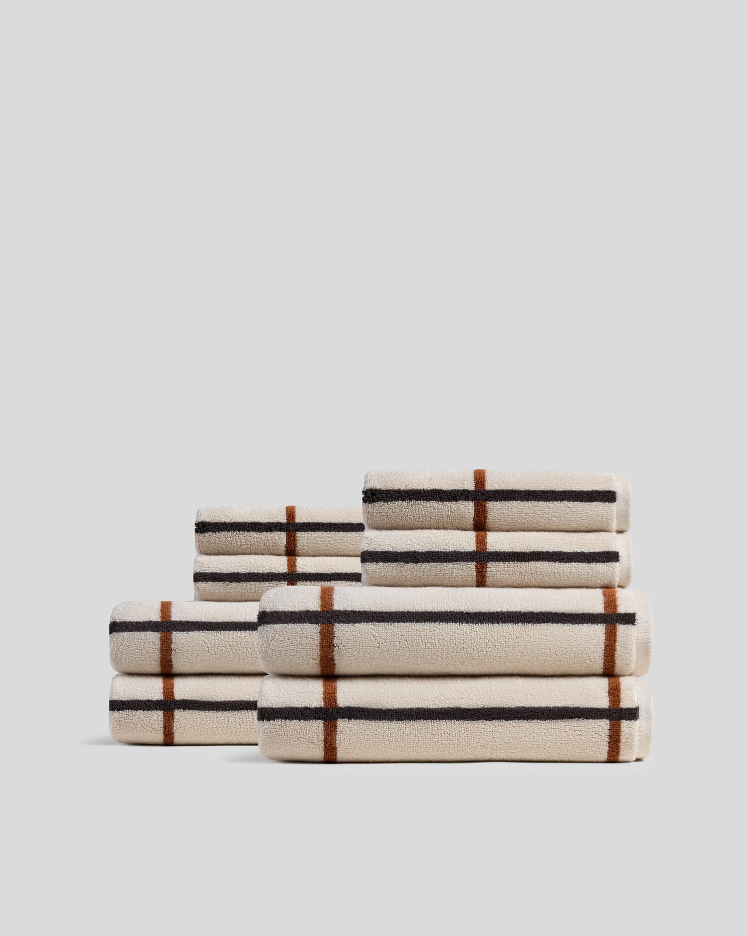 4+4 Organic Plush Bath Bundle - Bone Windowpane