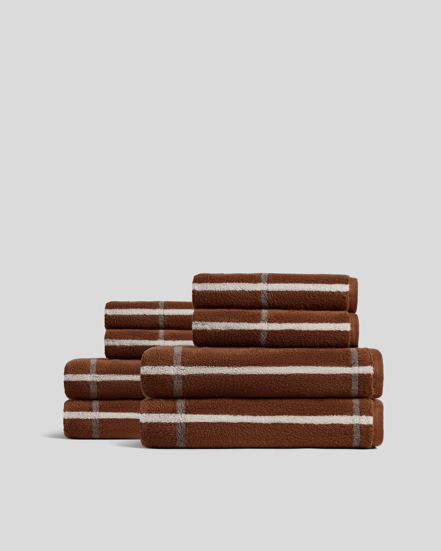 4+4 Organic Plush Bath Bundle - Tobacco Windowpane