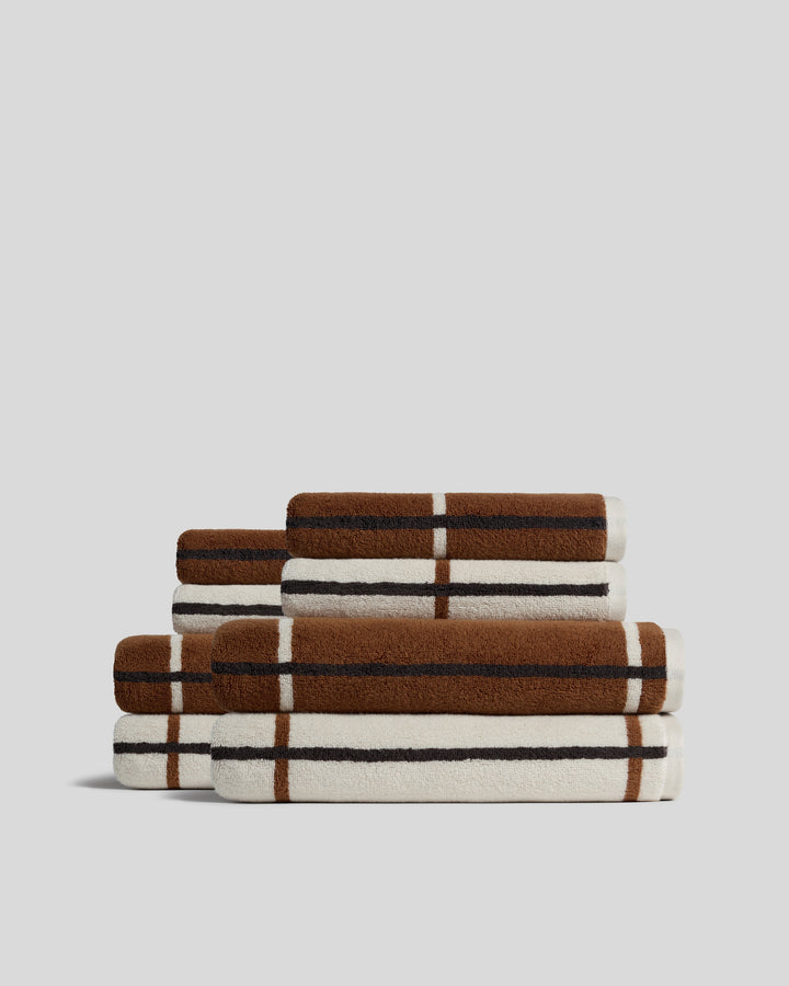4+4 Organic Plush Bath Bundle - Bone Windowpane