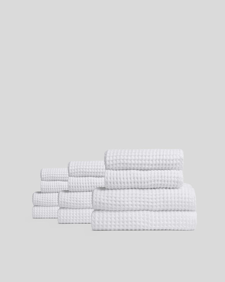 6+6 Waffle Bath Bundle - White