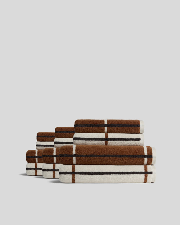 6+6 Organic Plush Bath Bundle - Bone Windowpane