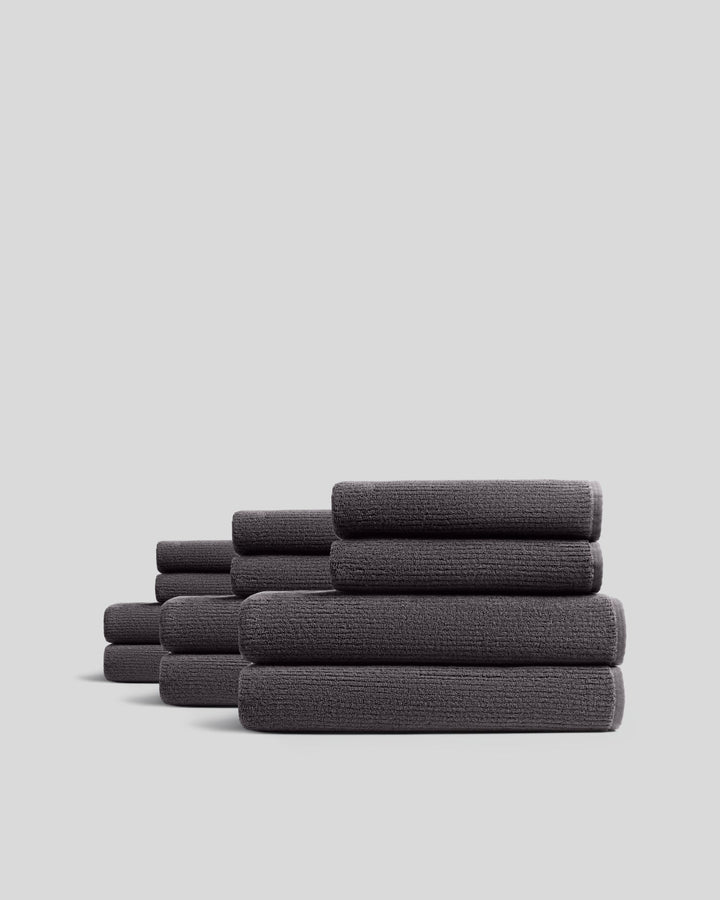 6+6 Soft Rib Bath Bundle - Dark Grey