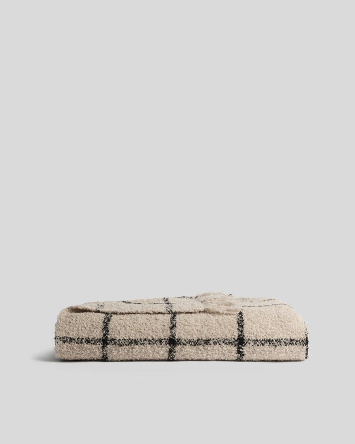 Alpaca Boucle Windowpane Throw (Natural with Onyx)